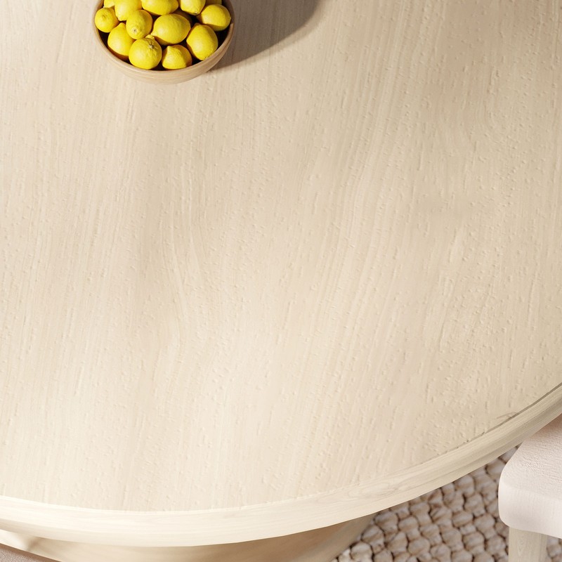 Maven Lane Zola Traditional Round Wooden Dining Table in Antiqued White Finish gallery