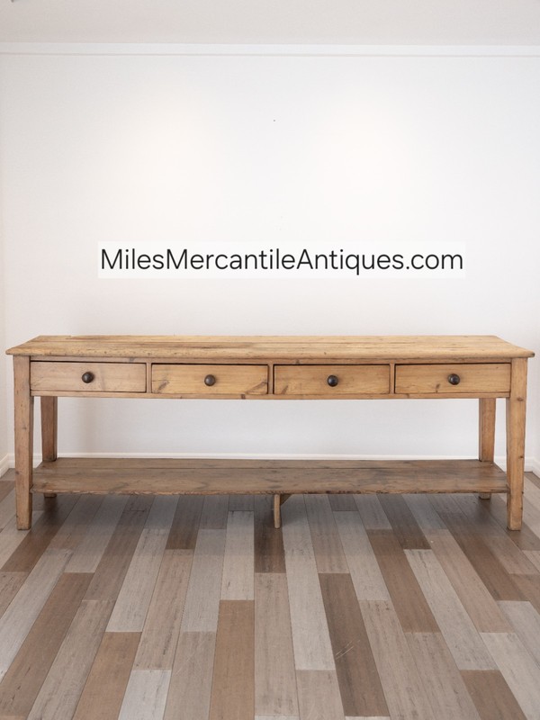 Antique English Pine Drapers Table Console Sofa Hall Farmhouse Shop Display 8ft