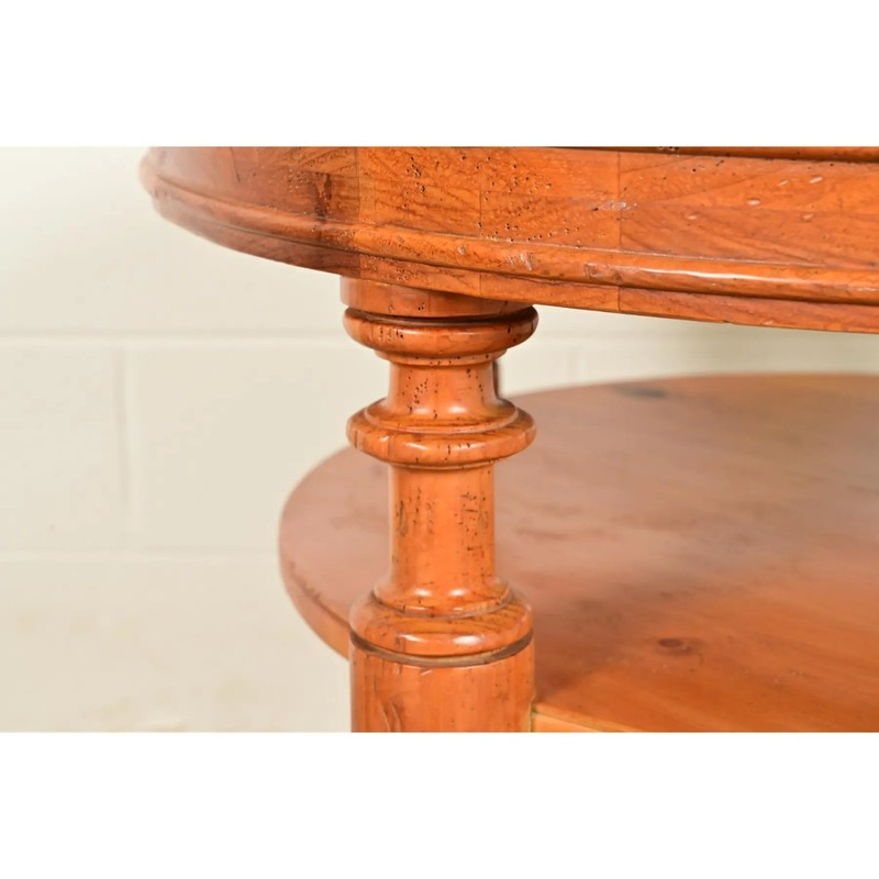 Baker Furniture Italian Provincial Pine and Travertine Top Tea Table gallery