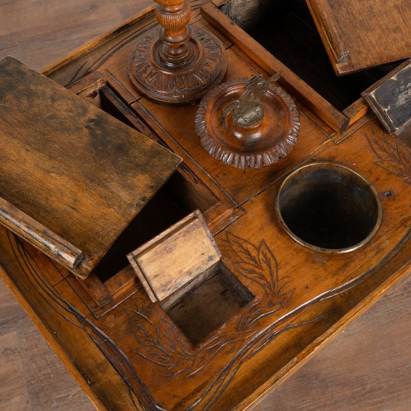 Hand Carved Tobacco Smoking Small Pedestal Side Table, Sweden circa 1860-80 gallery