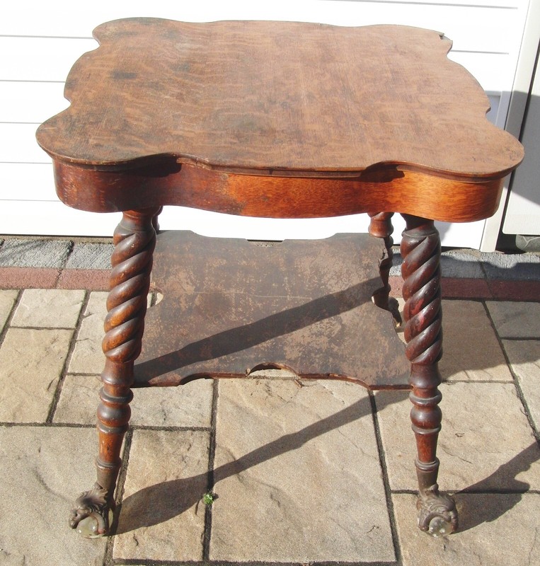 Victorian Oak Table Cast Iron & Glass Furniture Feet Victorian Face Swirl Legs