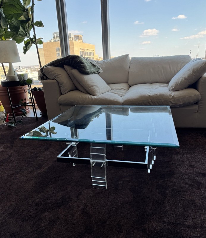 Vintage Mid-Century Modern Lucite & Glass Coffee Table