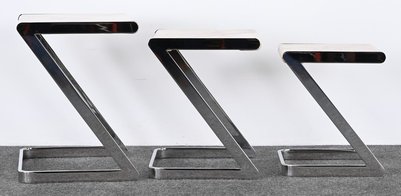 Brueton Onyx and Stainless Steel Nesting Tables, 1980s gallery