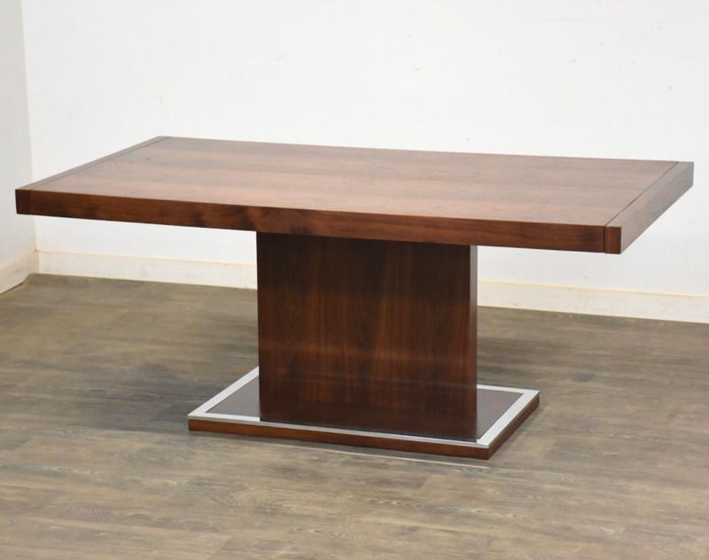 Refinished Walnut and Chrome Dining Table gallery