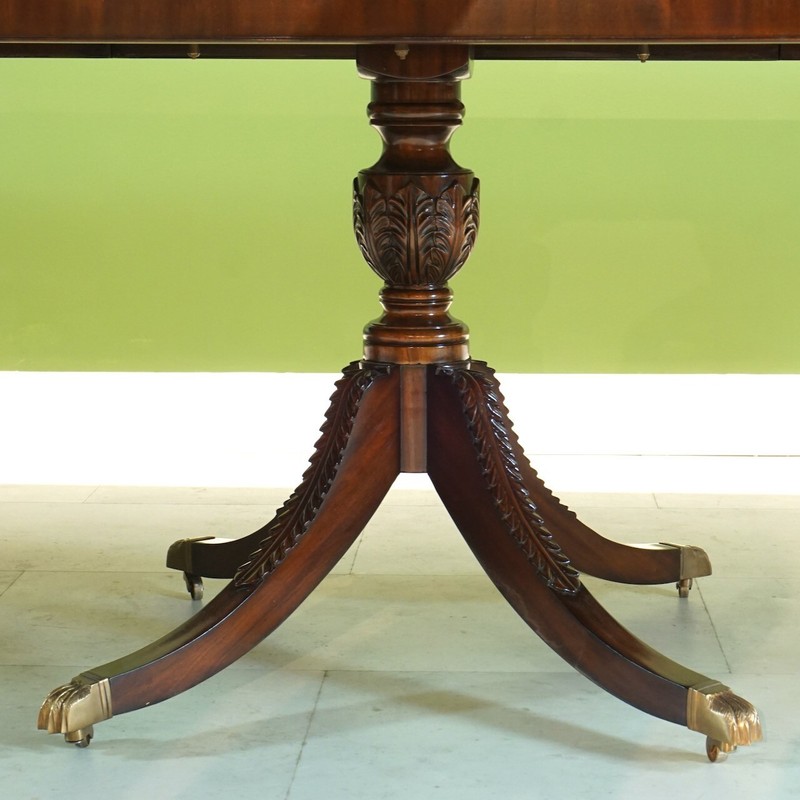 Large 3 Ped 12' Flamed Mahogany Duncan Phyfe Dining Table Seats 10-14 gallery