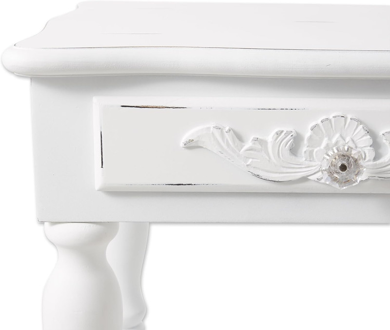 Elegant Carved White Side Table - Perfect for Any Room Decor gallery