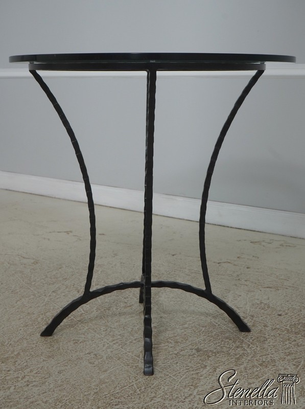 72362: STICKLEY Round Glass Top Wrought Iron Base Bistro Tall Table gallery