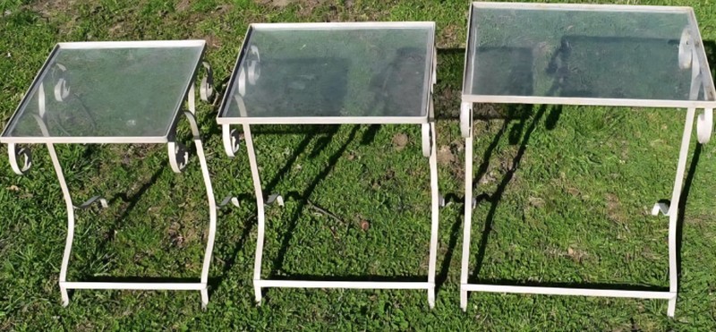 Art Deco Wrought Iron Nesting Tables Largest: 20"H×16"W×12"L gallery