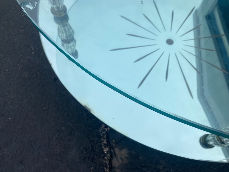 Vintage Mirrored Hollywood Regency Two Tier Italian Églomisé Glass Coffee table gallery