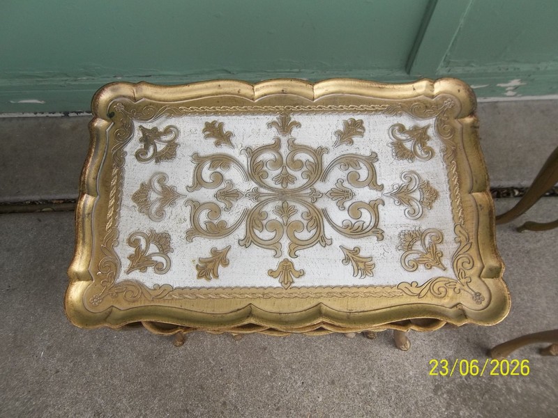 Vintage 1950s - 60"s Italian Florentine Gilded Plastic Nesting Tables - Set of 3