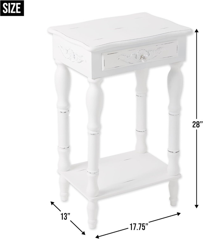 Elegant Carved White Side Table - Perfect for Any Room Decor gallery