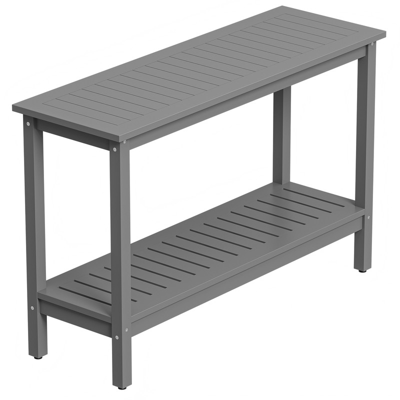 Console Table 48″ Patio Side Accent Table Multifunctional with Foot Sliders Grey