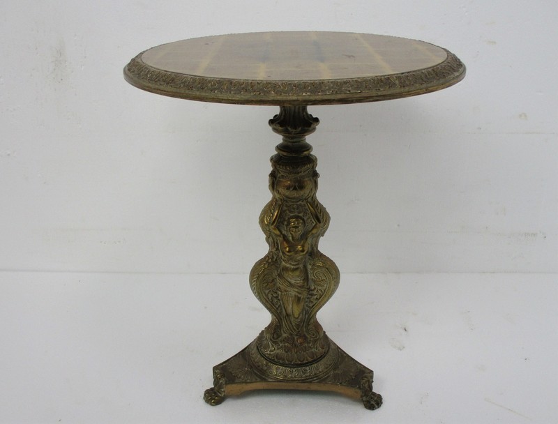 Three Graces Ornate Brass Pedestal Table Plant Stand Side Wine Coffee Table Holl gallery