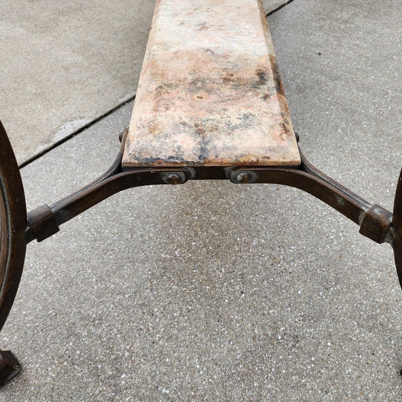 SHERRILL Patinated Console Table Metal Glass Marble 1970s gallery