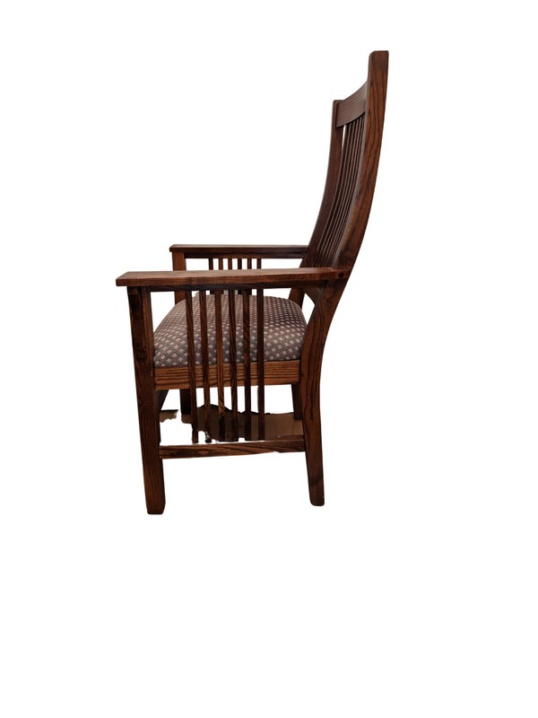 Mission-style solid oak table with two extension leaves and eight chairs gallery