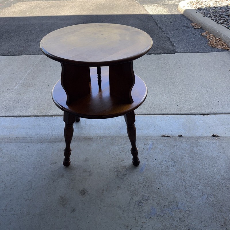 VINTAGE ETHAN ALLEN HEIRLOOM MAPLE ROUND TURNTABLE COLONIAL