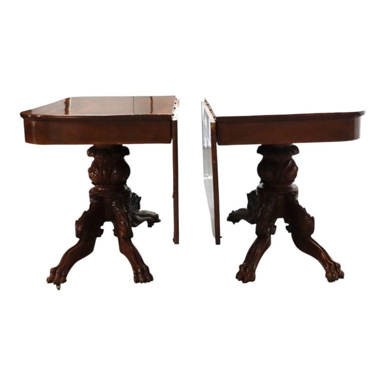 Classical Quervelle Inspired Drop-Leaf & Claw Foot Mahogany Banquet Table c1840 gallery