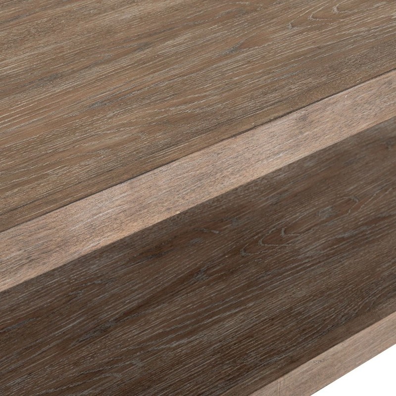 Living Room Rectangular Cocktail Table with Wheels - Burnished Clay Oak Wood gallery