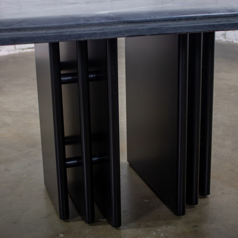 Scandinavian Post Modern Side Table Square Marble Top Bendixen Designs Denmark gallery