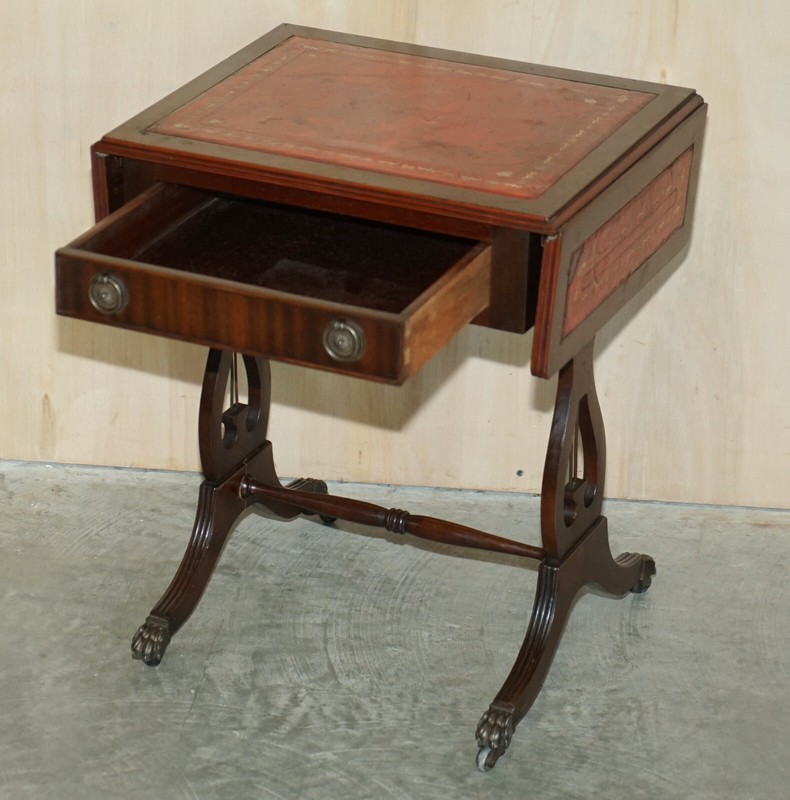 BEVAN FUNNELL OXBLOOD LEATHER SIDE END TABLE EXTENDING TOP GREAT GAMES TABLE gallery