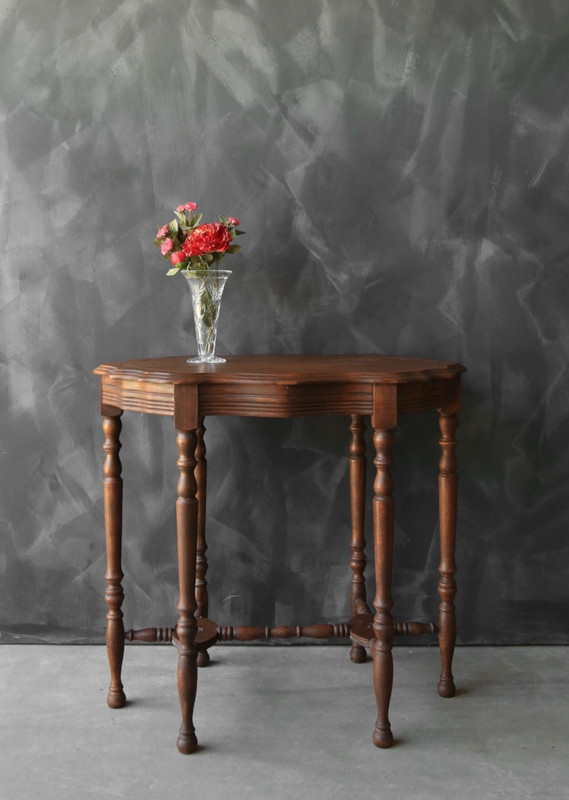 Antique Victorian turned leg parlor side table console table