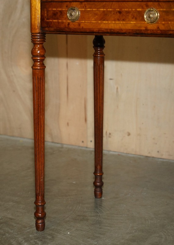EXQUISITE CIRCA 1920 BURR ELM & SATINWOOD FRENCH POLISHED RESTORED CONSOLE TABLE gallery