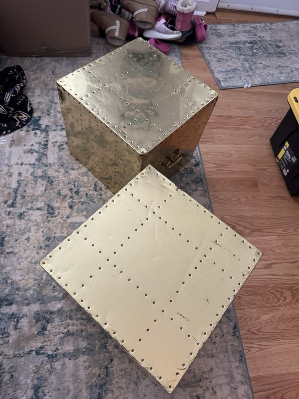 Sarreid, Ltd. Spanish High Style Brass Studded Cube Occasional Tables - Set of 2 gallery