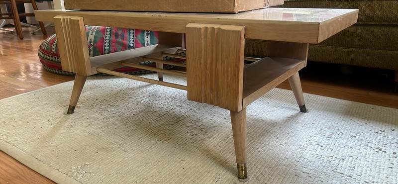 Mid-Century Modern MCM Atomic Blonde Coffee Cocktail Puzzle Table 1959 gallery