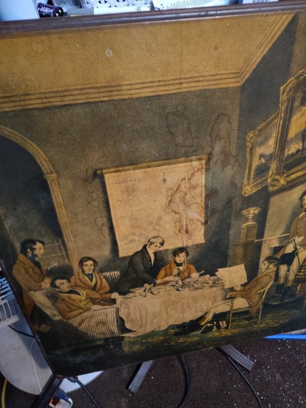 Victorian Ferguson Folding Card Poker Table “Melton Breakfast” Lewis Decoupage