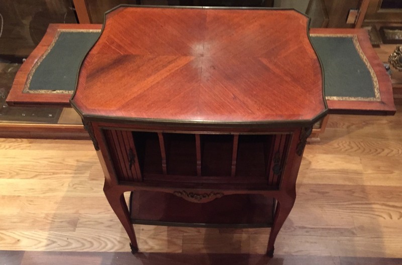 MAGNIFICENT 19TH CENTURY FRENCH ENLAID BRONZE COMMODE, SIDE TABLE WITH SIDE CUPS gallery