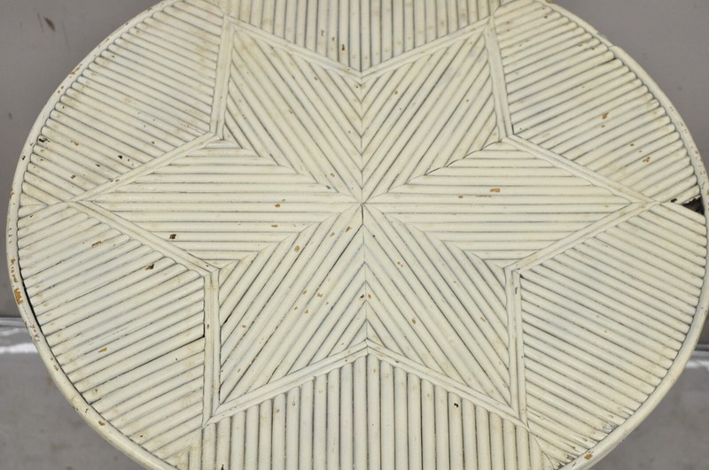 Antique Victorian Bentwood Wicker Rattan White Painted Accent Side Table gallery