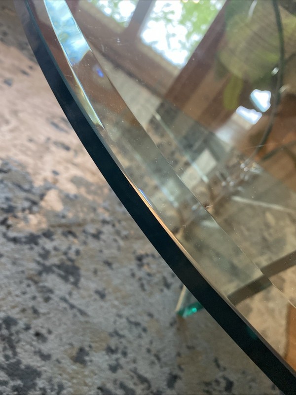 Mid Century Post Modern Round Glass Coffee Table by Leon Rosen gallery