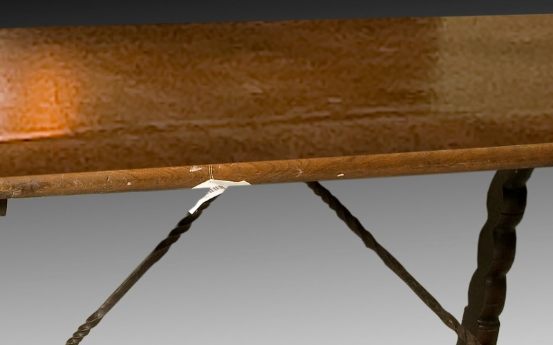 Walnut dining table with wrought iron fasteners. 18th century gallery