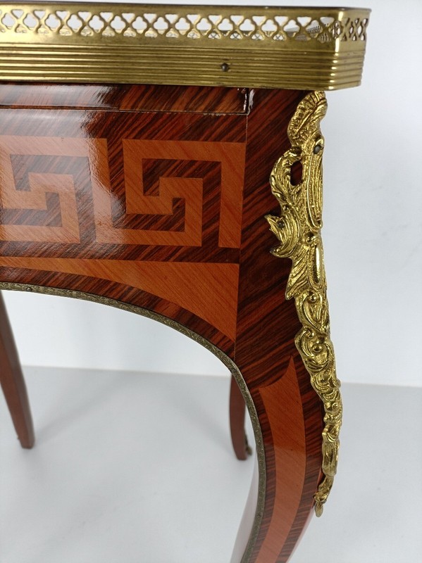 Italian Table Inlay Brass trims Vintage Louis XV style Wood Stunning marquetry e gallery
