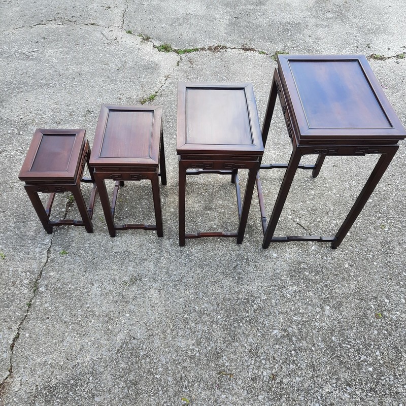 Vintage Rosewood Asian Nesting Tables Set of 4 gallery