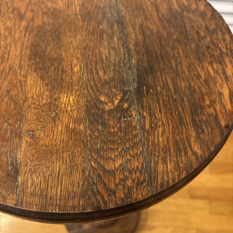 Antique Oak Pedestal Plant Stand 36 Inches Tall With Claw Feet gallery