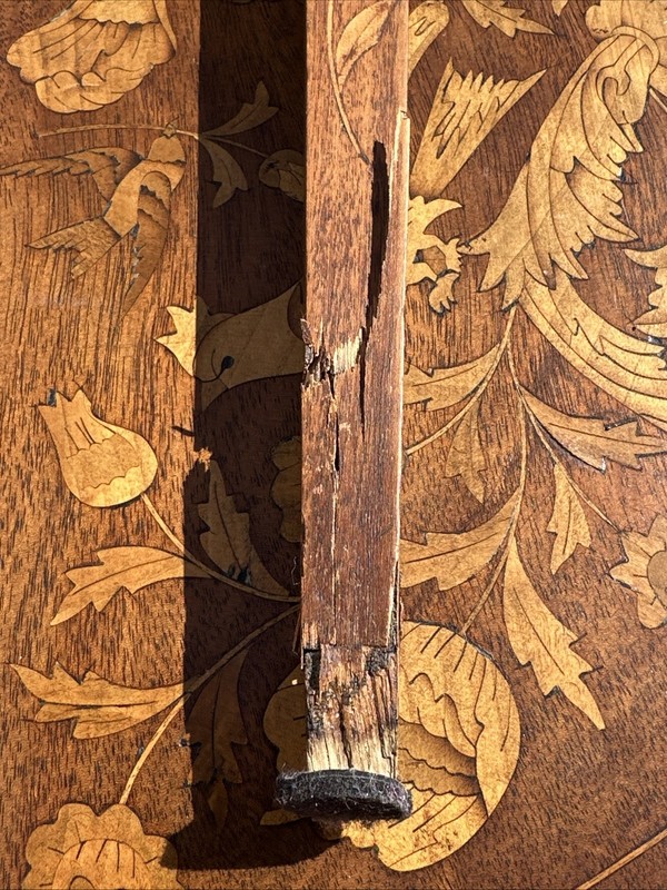 Antique Dutch Marquetry Inlay Flip Top Demilune Console Game Table DAMAGED gallery