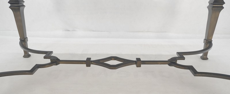 Heavy Forged Bronzed Iron Base Rouge Marble Top Coffee Table Mint gallery