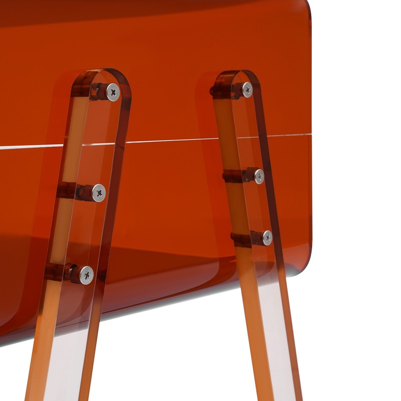 Brown Acrylic Side Table Semi-Clear Flared Legs Open Compartment 33lbs Load gallery