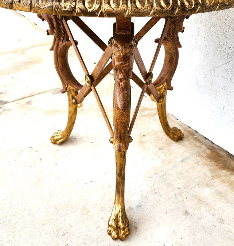 Gueridon Table Patinated and Gilt-Bronze with Marble Top gallery