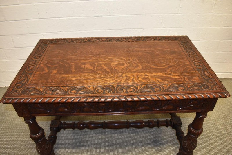 Antique Horner Carved Oak Library Table gallery