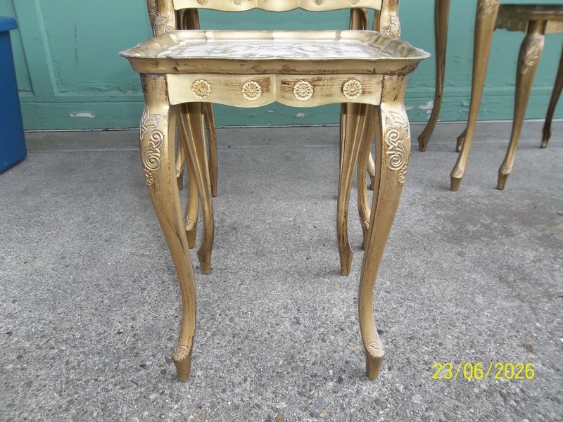 Vintage 1950s - 60"s Italian Florentine Gilded Plastic Nesting Tables - Set of 3 gallery