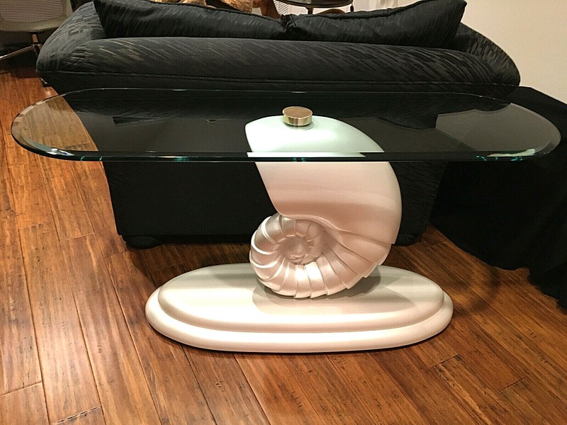 Chambered Nautilus SEA SHELL CONSOLE TABLE in Pearl White gallery