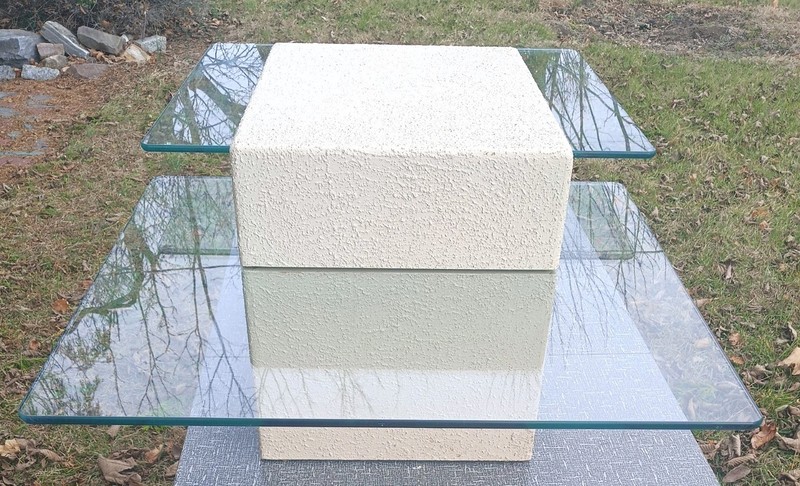 IMPOSSIBLY RARE PERHAPS Last OF ITS kind COFFEE TABLE paintable PLASTER GLASS gallery