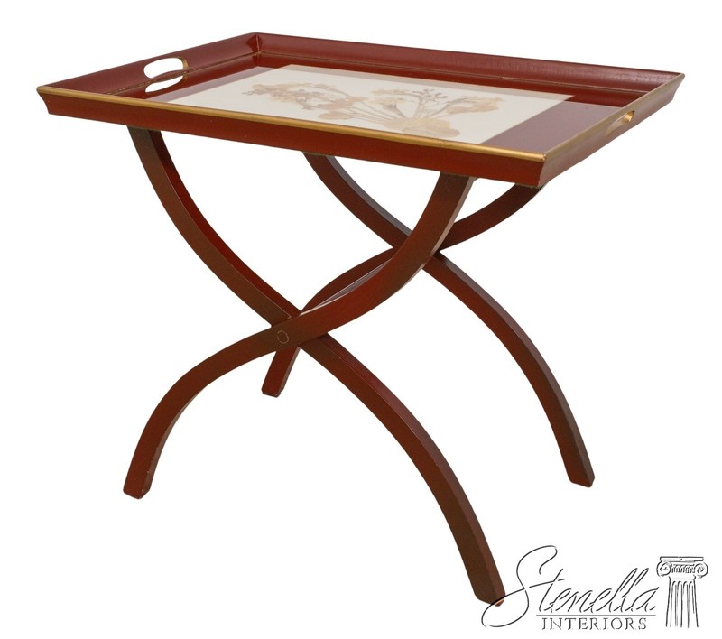 68649: Vintage X Base Painted Butler Serving Tray Tea Table