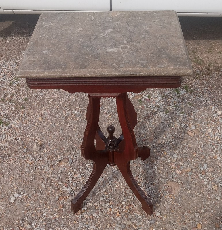 Mahogany Marble Top Center Table / Lamp Table (PRT149)