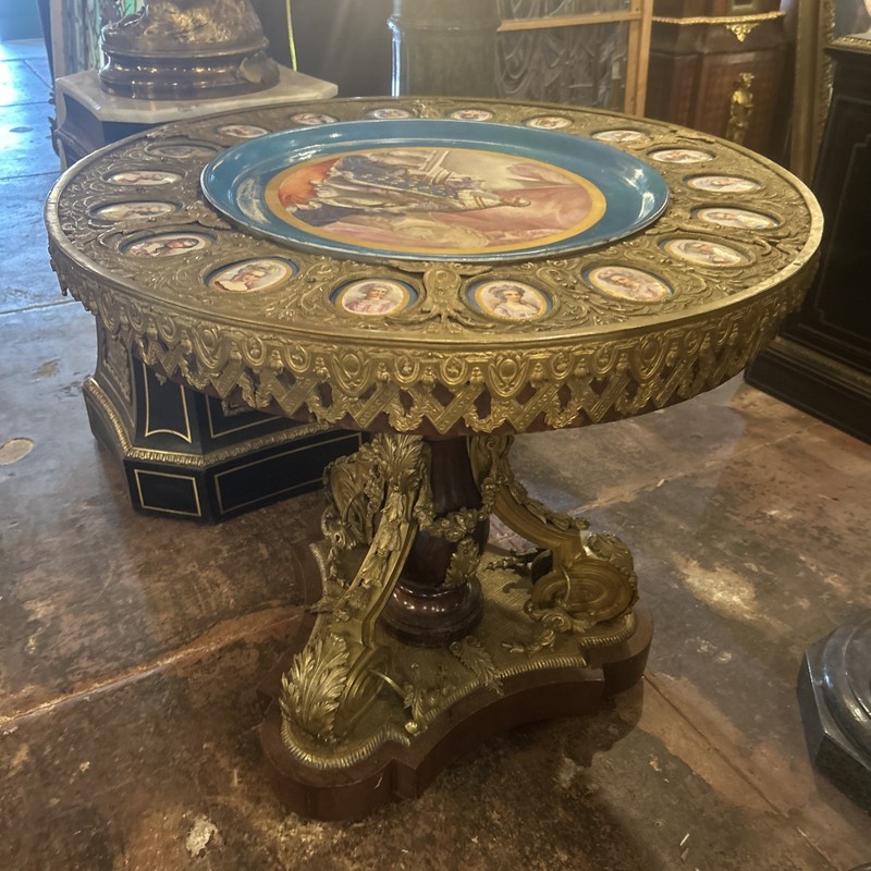 Fine Large Louis XV Style Guerdion with sevres style plaques porcelain c. 1880 gallery