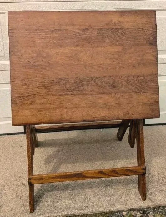 Vintage Oak Drafting Table Circa 1950's - Restored - Antique Draft Table - gallery