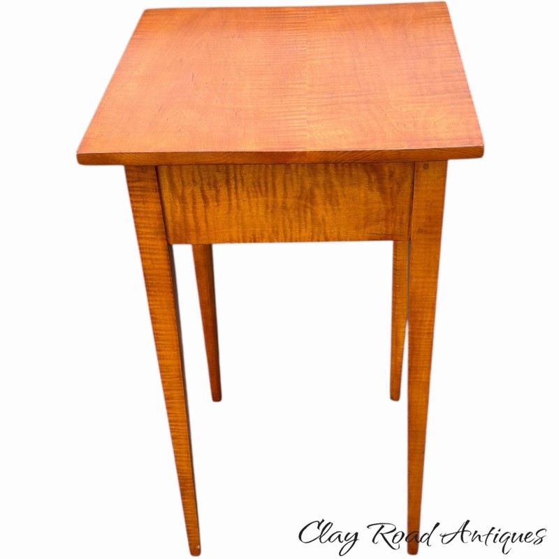 antique style solid tiger maple 1 drawer stand table night work country clean gallery