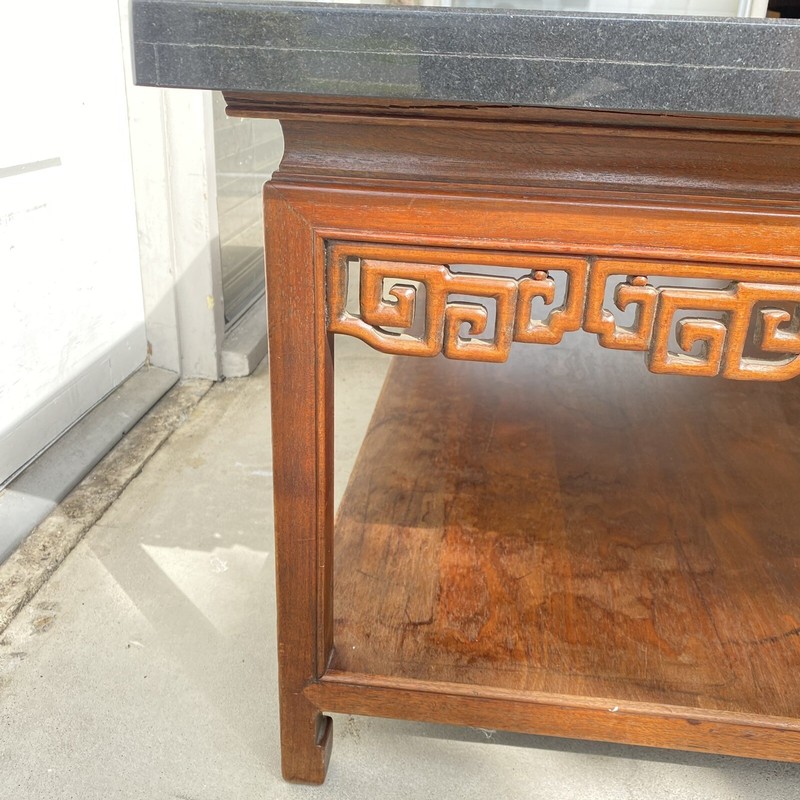Large Coffee Table Baroque Carved Rose Wood / Black Marble Top 47 X 39 X 19 Inch gallery